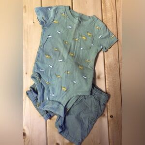 Baby bundle of shorts and onesie.